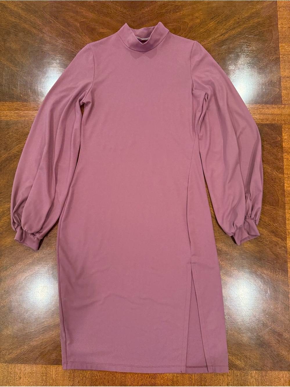 Susana Monaco Mauve Mock Neck Long Sleeve Dress, size M